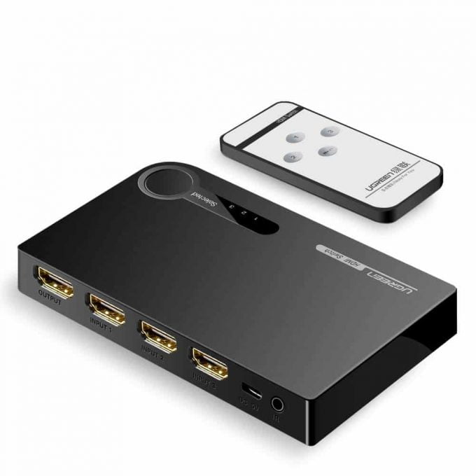 UGREEN 3 Port HDMI Switch with Remote Control, 3D & 4K Output