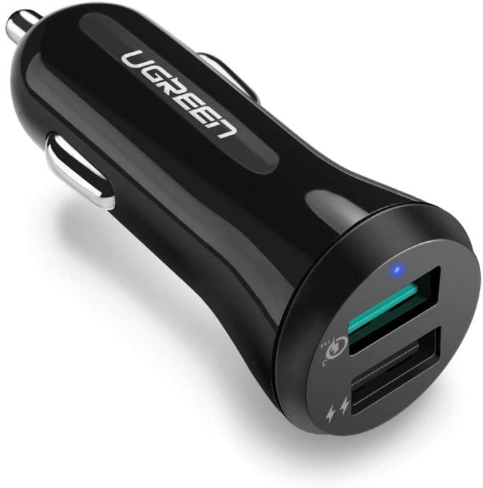 UGREEN Fast Charging Car Charger with 2 USB Ports, QC 3.0, 30W 3A