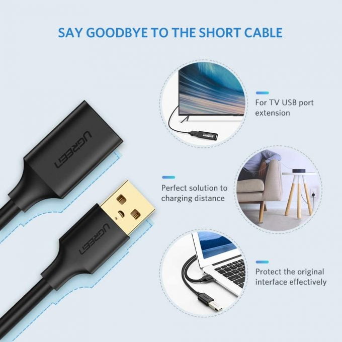 UGREEN USB Extension Cable, USB 3.0 Male to Female, 3 Meters