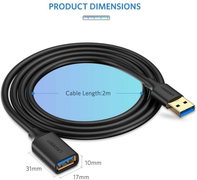 UGREEN USB Extension Cable, USB 3.0 Male to Female, 3 Meters