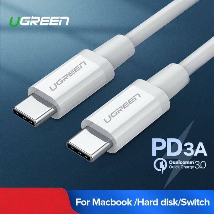 UGREEN USB C Power Delivery Cable, 60W QC 4.0 White 2 Meters