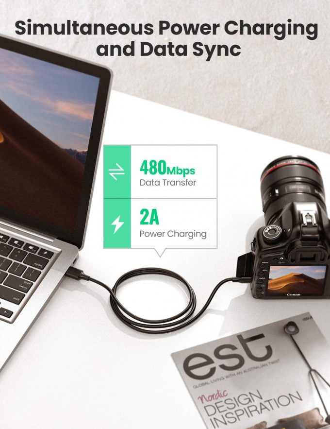 UGREEN Mini USB Cable for Quick Data Transfer & Fast Charging, 3 Meters