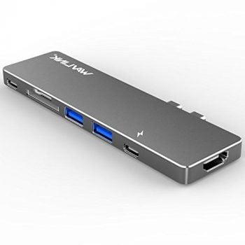 WAVLINK USB C Hub for MacBook Pro with 4K HDMI, SDMicro Card Reader and 100W Power Delivery, Grey