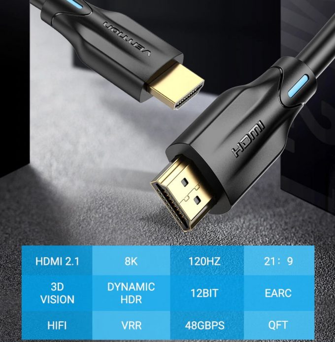 VENTION 8K HDMI Cable, 48Gbps Fast Transfer Speed, 3 Meters
