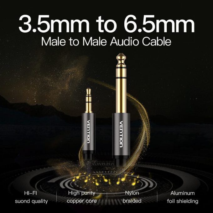 VENTION 3.5mm to 6.5mm Audio Cable Nylon Braided, 5 Meters