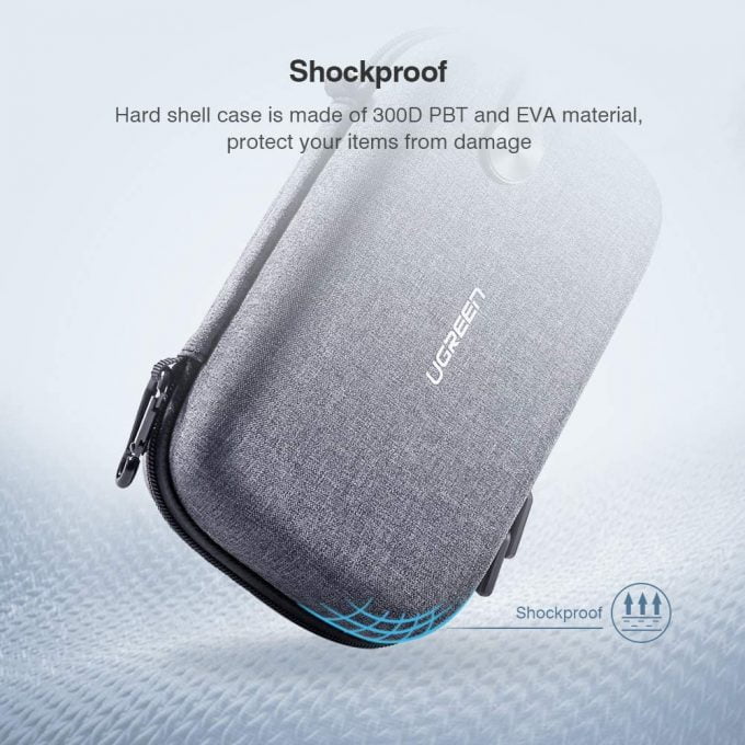 UGREEN Accessories Bag, Travel Gadget Bag, Shock-Proof Leather, Water-Proof Strong Case