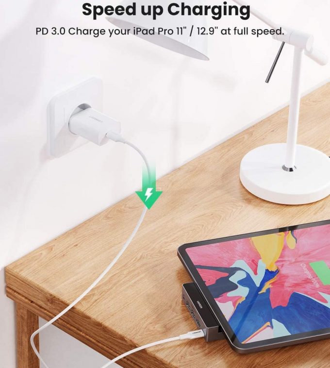 UGREEN USB C Hub for iPad Pro 2020 & 2018 Size 12.9 & 11 inch with 4K HDMI, USB 3.0, 100W PD Charging & 3.5mm Audio Jack