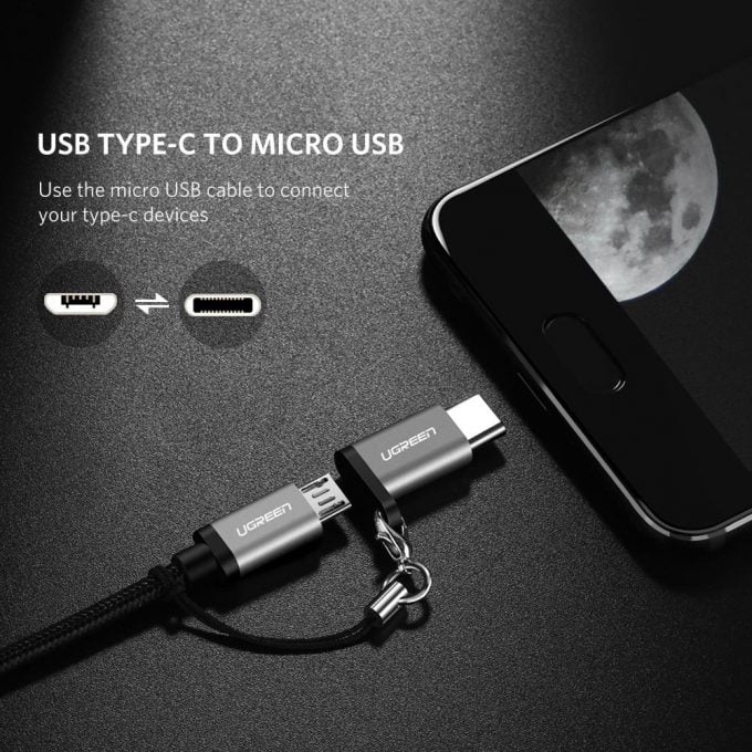 UGREEN USB C to Micro USB Adapter, Supports OTG & 18W Charging, 1 Piece