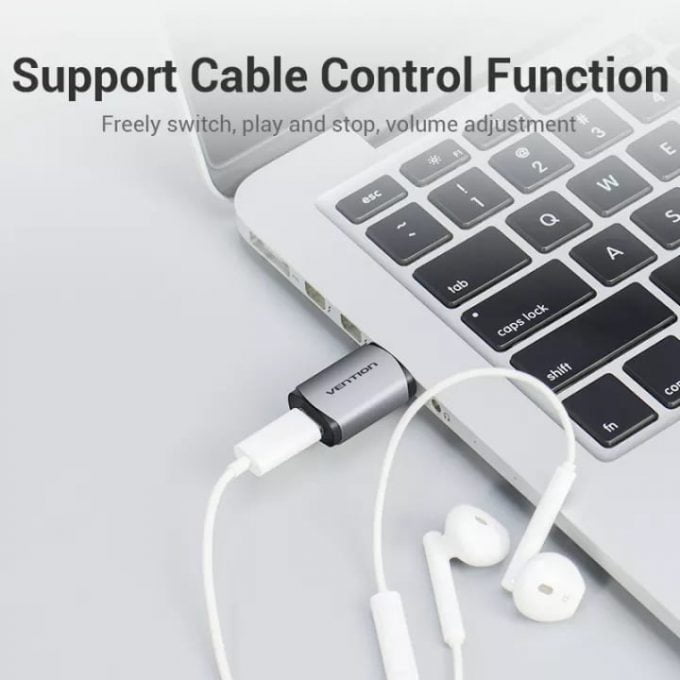 VENTION USB to USB C Audio Adapter, External USB to USB C Sound Card