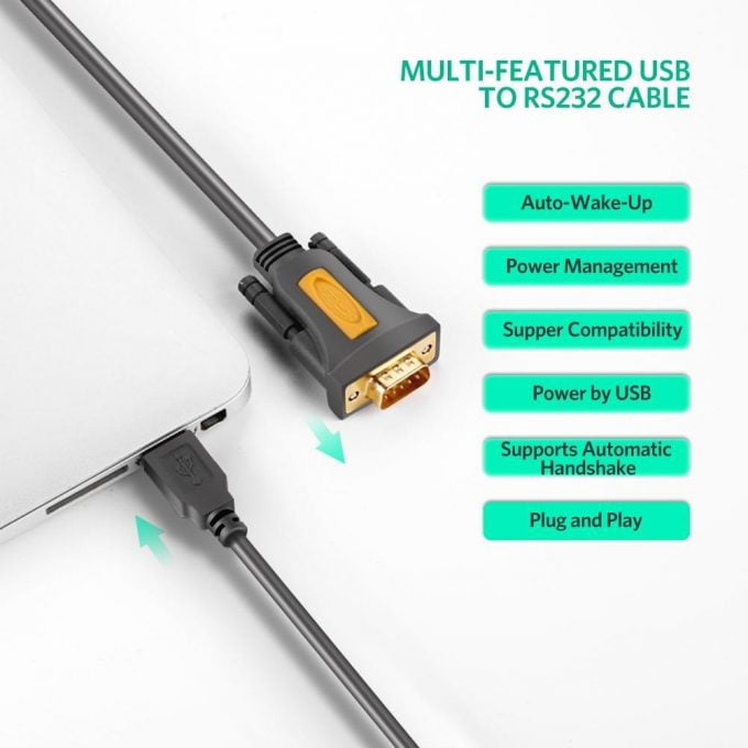 UGREEN USB 2.0 to RS232 Cable with PL2303 Chipset, 3 Meters