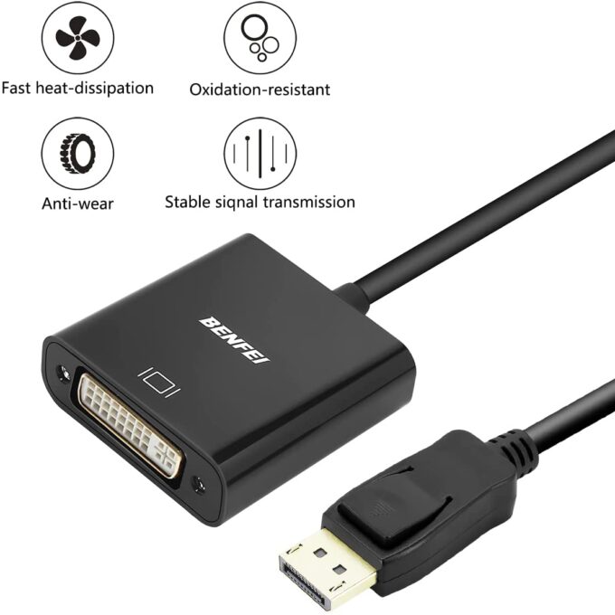BENFEI DisplayPort to DVI Adapter, Crystal Clear Full HD 1080p at 60Hz