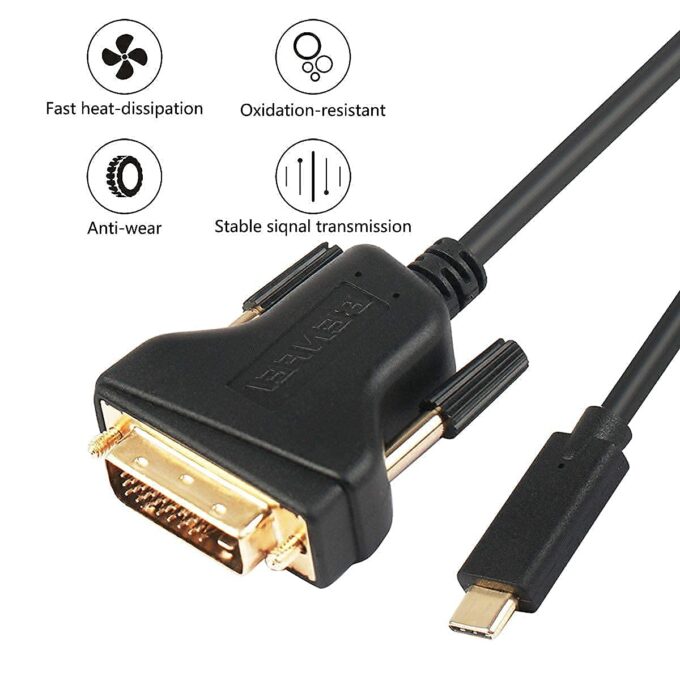 BENFEI USB C to DVI Cable, Thunderbolt 3 to DVI-D, Full HD, to 1.8 Meter